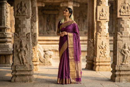 Festive Saree - Purple Semi Silk Buttis